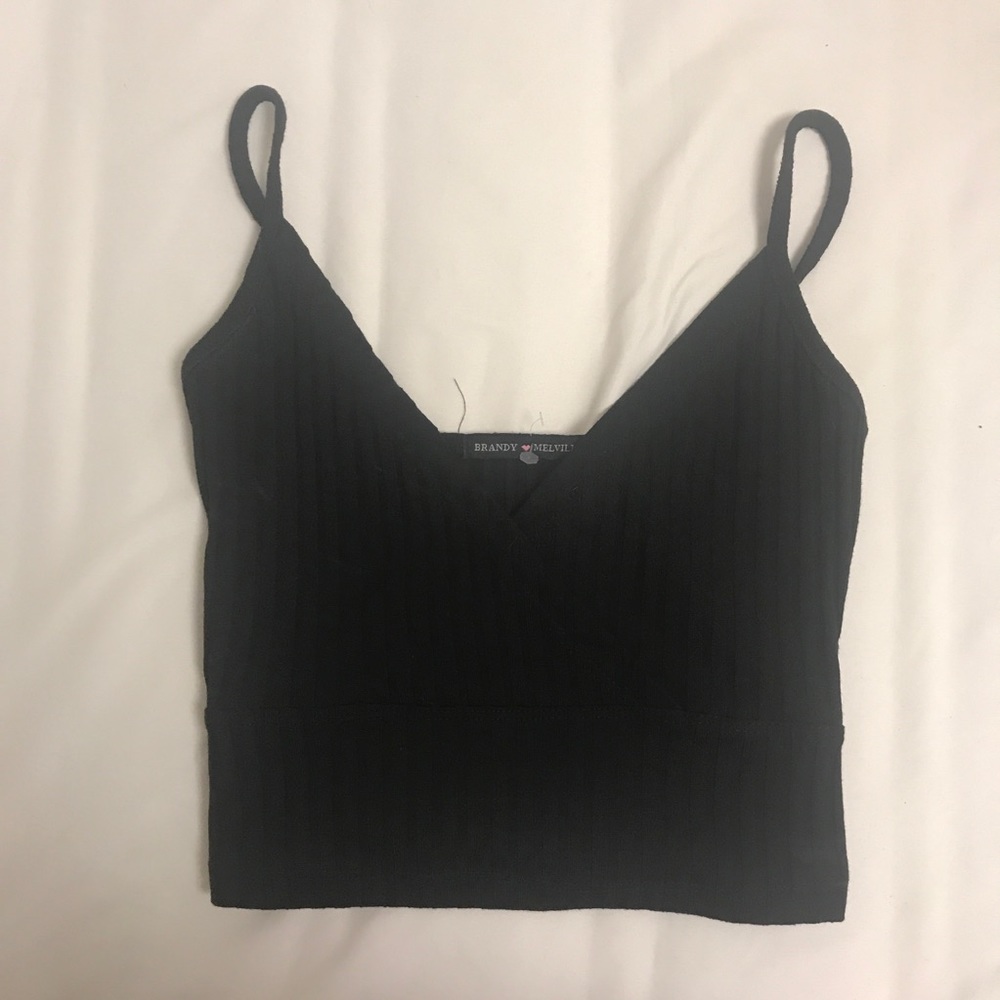 Brandy Melville Black V Neck Cropped Tank